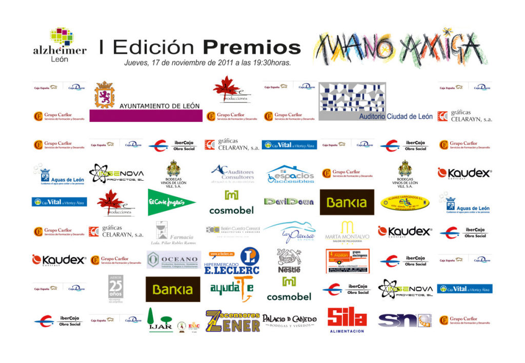 patrocinadores gala de entrega primera edición premios mano amiga de alzheimer leon, spain, españa