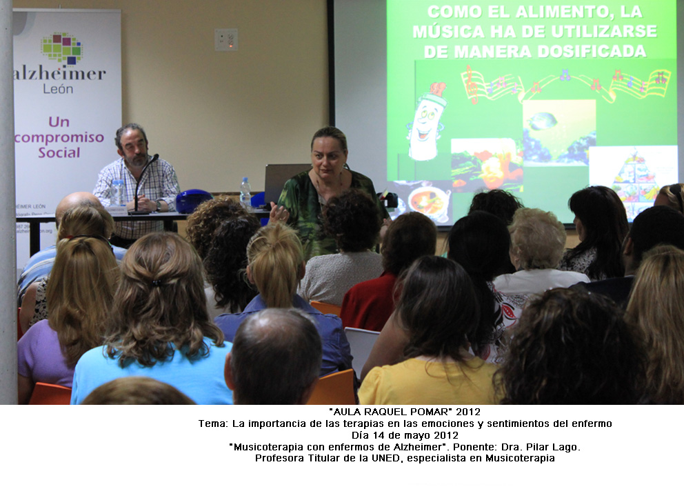 Musicoterapia, Doctora Pilar Lago, jornadas Aula Raquel Pomar organizadas por Alzheimer León