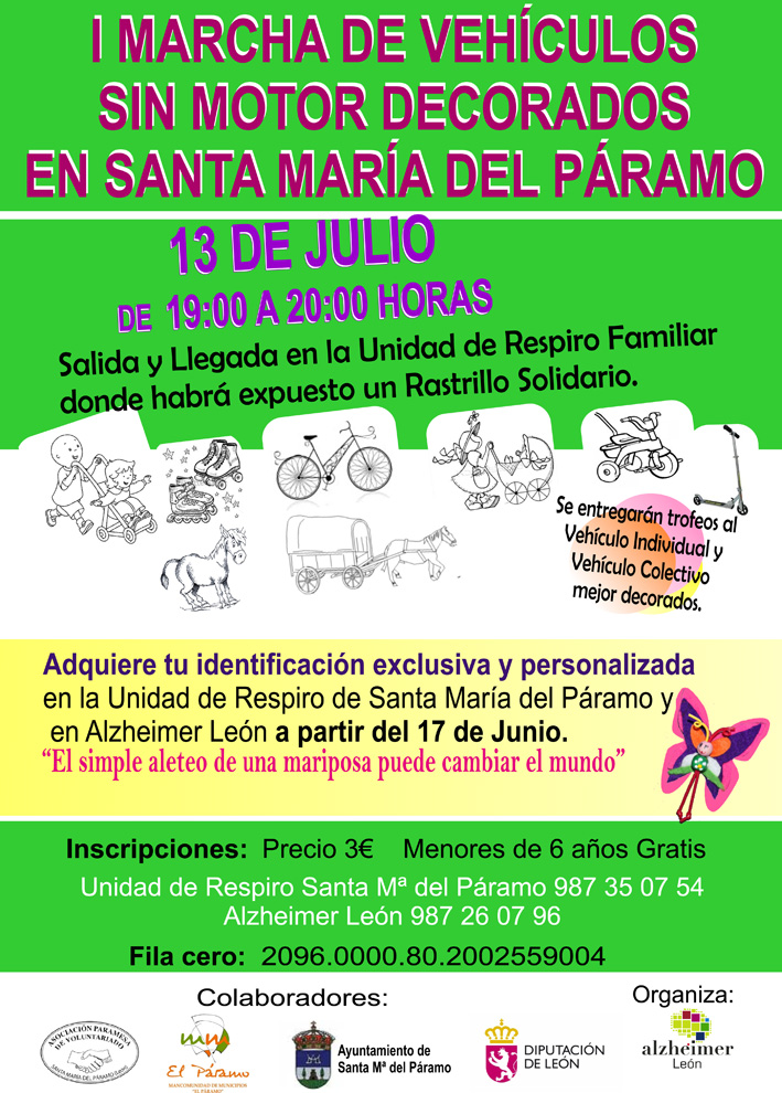 cartel primera marcha de vehículos sin motor en santa maría del paramo 13 de julio 2013