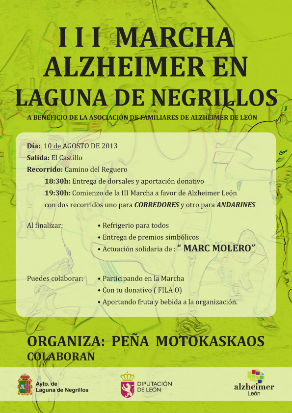 cartel de la III Marcha Alzheimer en Laguna de Negrillos
