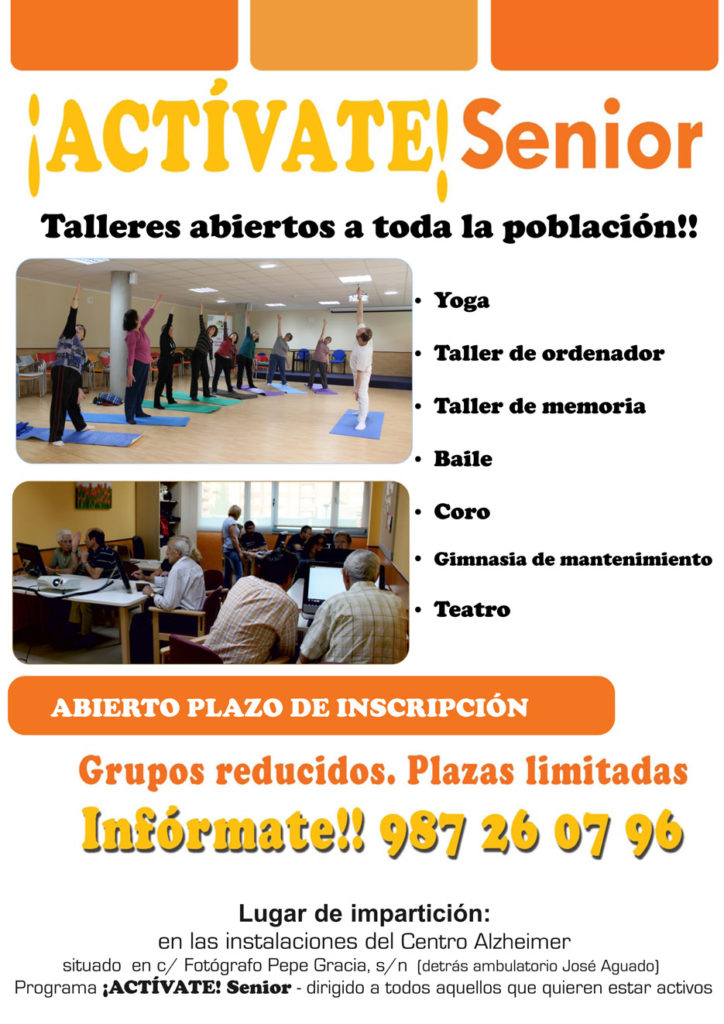 programa activate senior talleres abiertos toda la poblacion yoga, ordenador, taller memoria