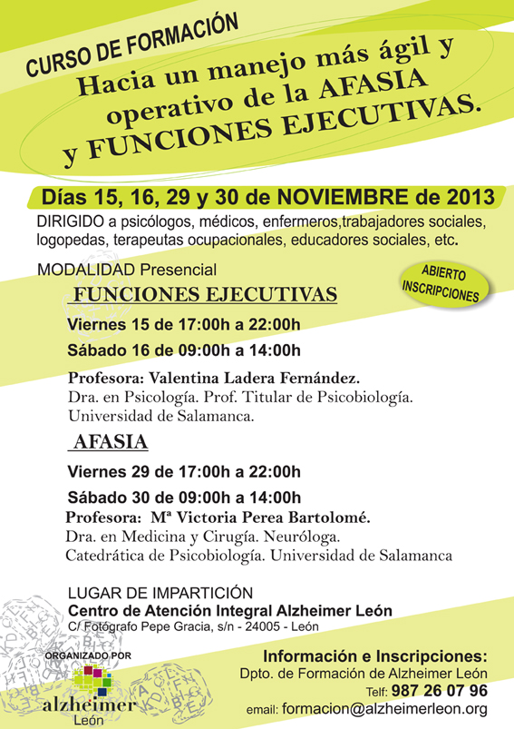 curso afaxias organizado por Alzheimer León