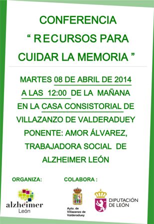 cartel conferencia en villazanzo recursos para cuidar la memoria