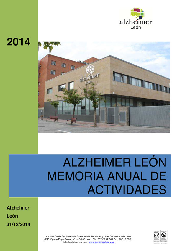 memoria de actividades 2014 de Alzheimer León