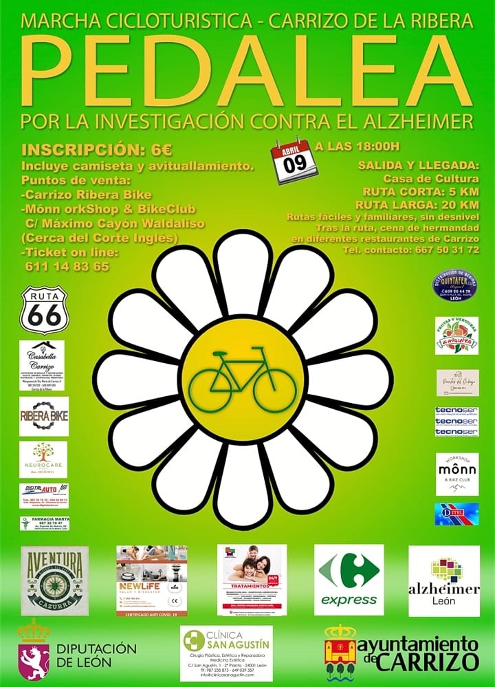 Cartel marcha benefica 2022 Cartel Marcha ciclturista Pedalea Carrizo de la Ribera 09 de abril 2022