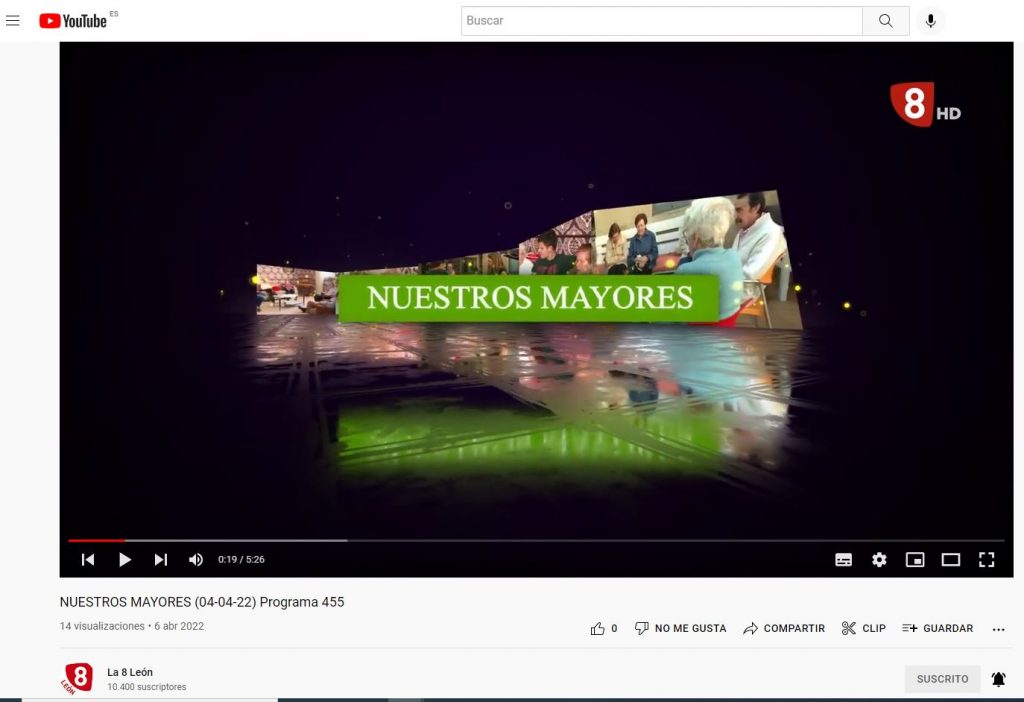 Programa TV Nuestros Mayores La8 León y Alzheimer León