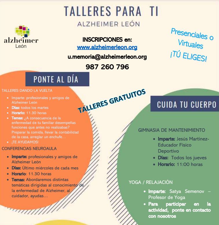Cartel reactivación Talleres para Familias y cuidadores.