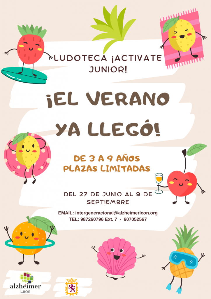 cartel ludoteca verano activate junior de Alzheimer León