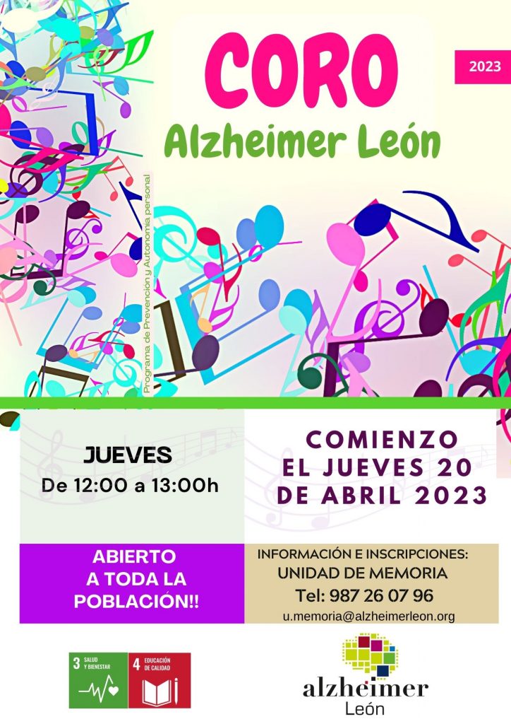 cartel coro de alzheimer leon actividad de promoción de la autonomía persona abierto a toda la poblacion
