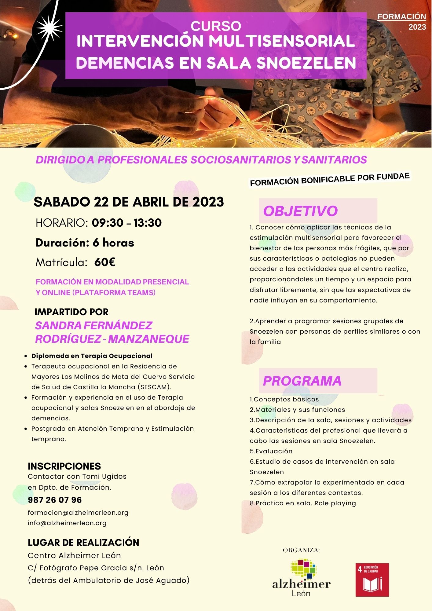 cartel curso intervención multisensorial abril 2023