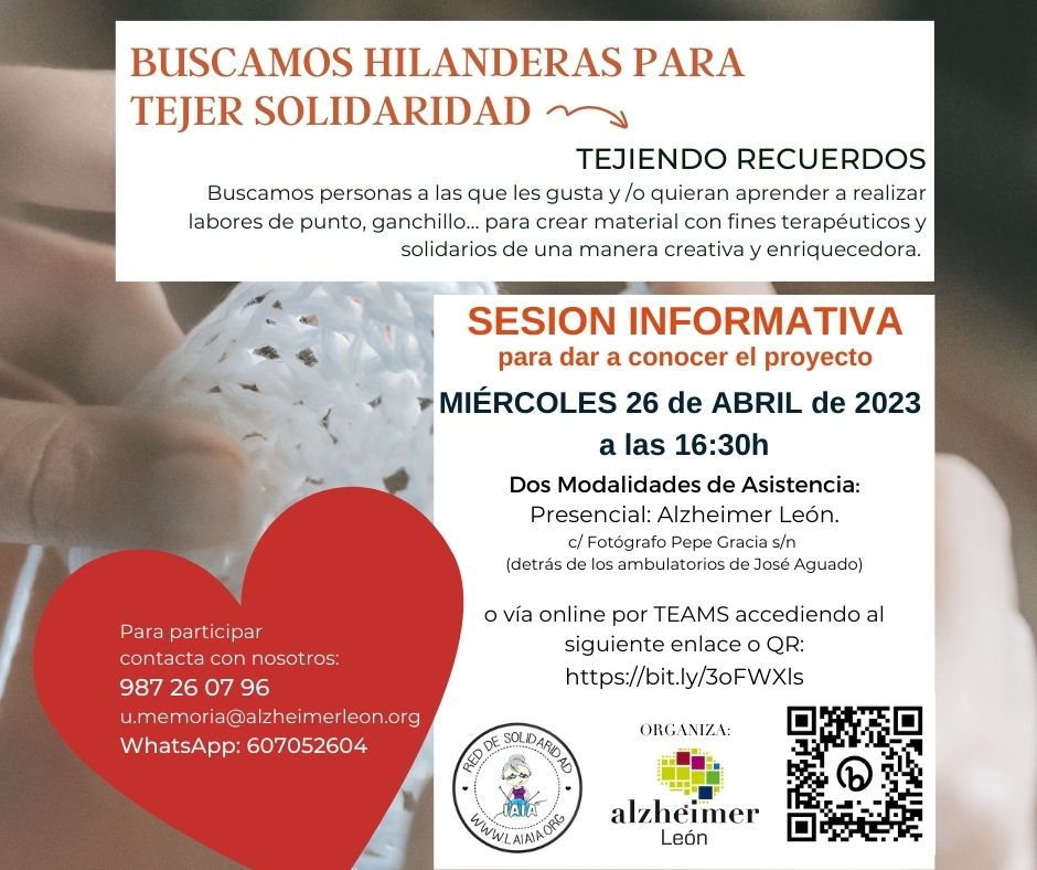 cartel buscamos hilanderas para proyecto en Alzheimer León