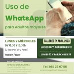 cartel taller whatsApp abril 2023 para adultos mayores sanos