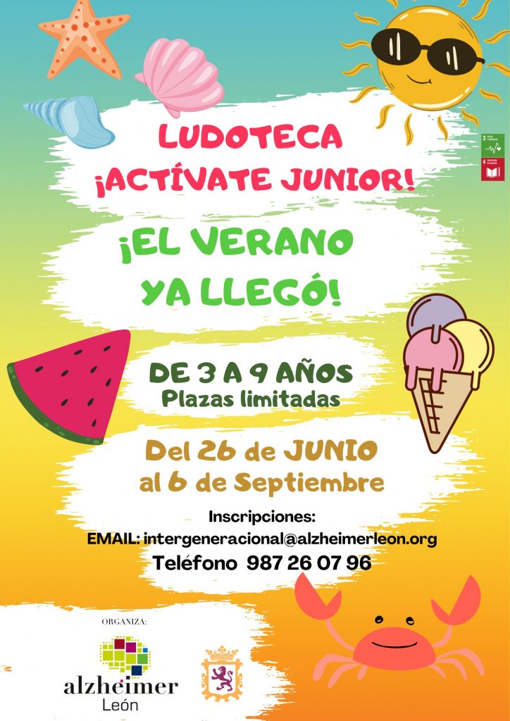 cartel ludoteca activa junior de Alzheimer León verano 2023