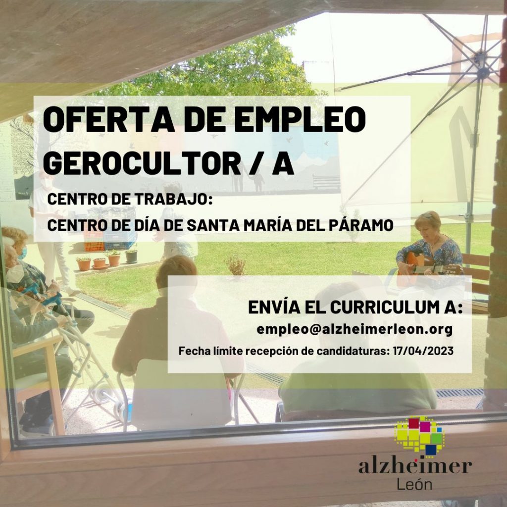 cartel oferta de empleo gerocultora en santa maria del paramo