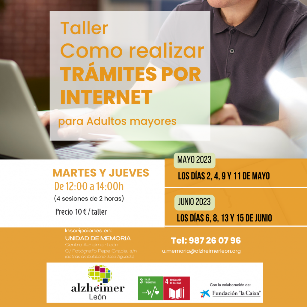 cartel taller competencias digitales tramites por internet en colaboracion con fundacion la caixa proyecto somos mas para sortear la brecha digital