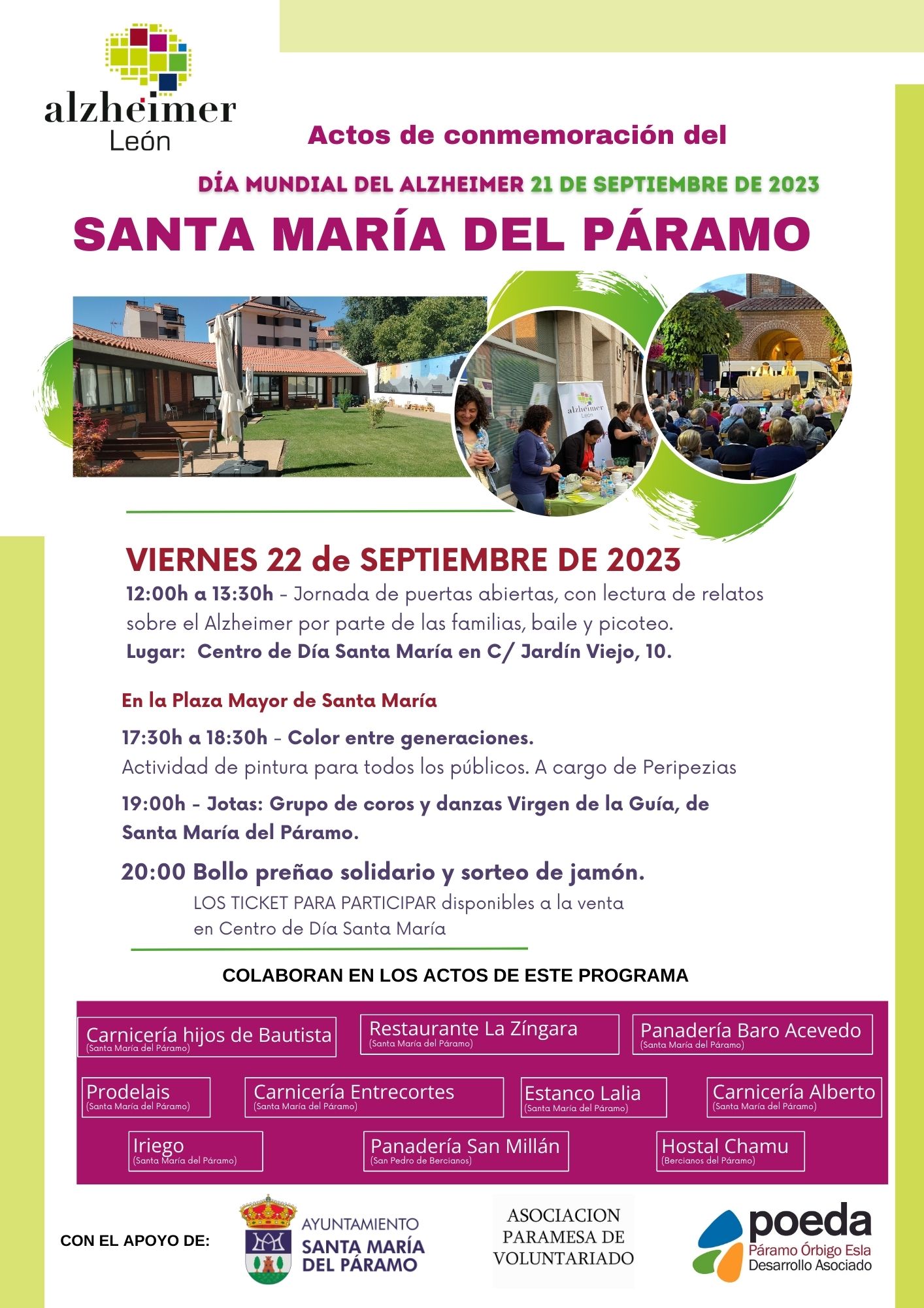 A4 definitivo - CARTEL 2023 SANTA MARIA DEL PÁRAMO cartel programa actos Día Mundial del Alzheimer Centro Día Santa María del Páramo 2023