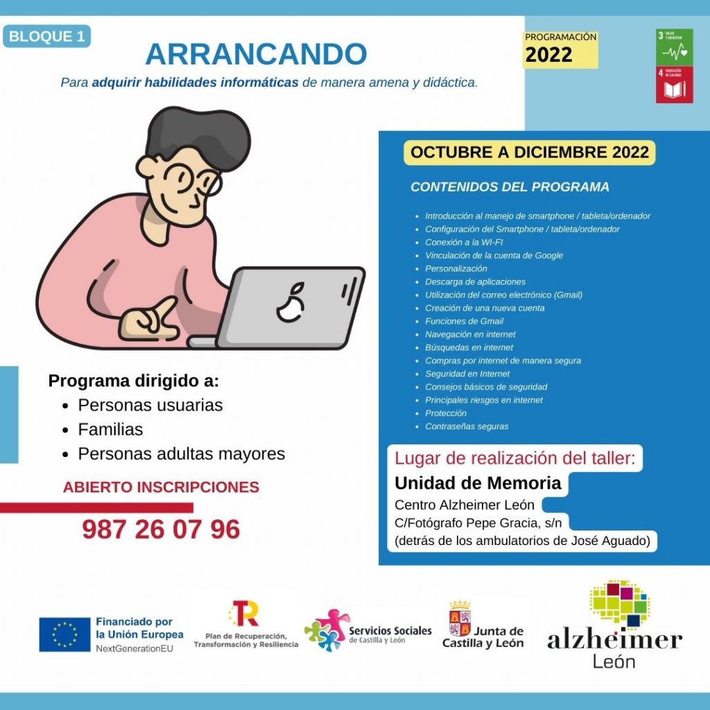 cartel de talleres para adquirir habilidades informáticas de forma amena