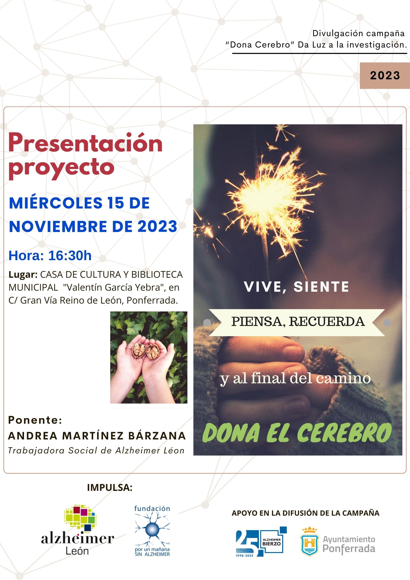 campaña Dona cerebro Da Luz a la investigación presentación de proyecto 2023